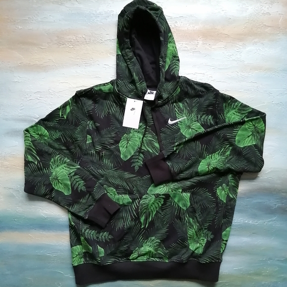 Nike Sportswear Men's Green Pullover Hoodie. Bold Palm Print. New With Tags. - Picture 4 of 13